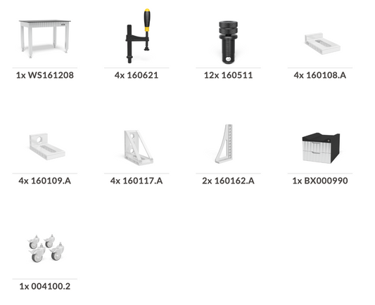 Siegmund Werkbank höhenverstellbar mit Stahlplatte 1200x800 inkl. Zubehör