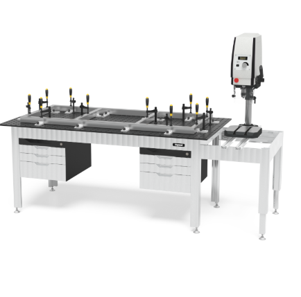 Siegmund Werkbank höhenverstellbar mit Stahlplatte 1500x1000 inkl. Zubehör