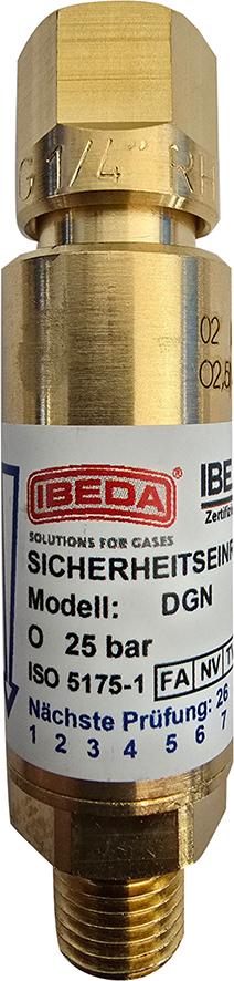 Sicherheitseinrichtung Sauerstoff, G 1/4" R